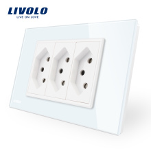 Livolo Smart Home Solution US Standard Tempered Glass Frame White/Black Swiss Socket VL-C9C3CH-11